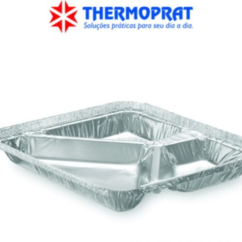 Marmita Bandeja 3 divisões de Alumínio Thermoprat 950ml fechamento manual